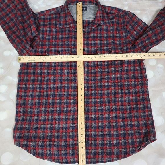 Wallin & Bros Red/Grey Wool Blend Plaid Long Sleeve Shirt, Men's Large - Picture 8 of 10